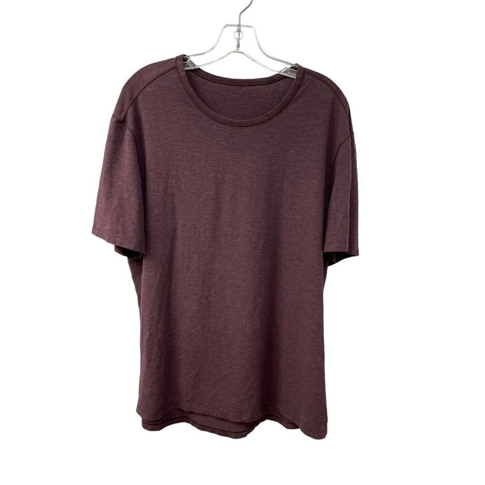 Lululemon Mens Tee Burgundy Purple Short Sleeve Stretch Size XL